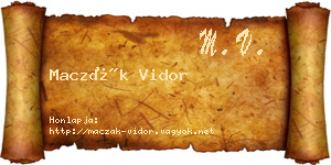 Maczák Vidor névjegykártya